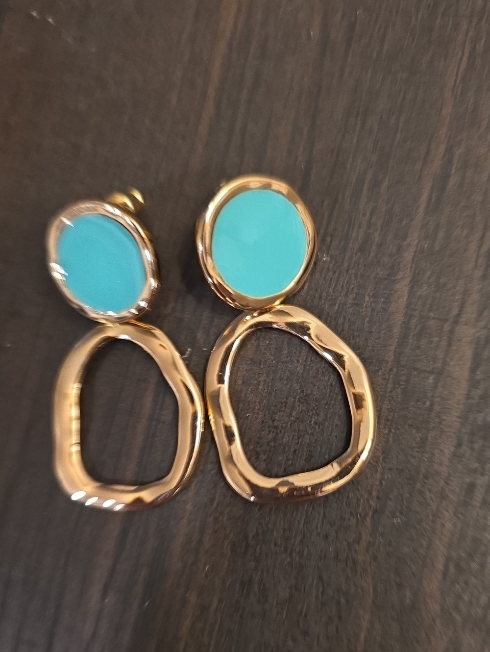 Gold-Tone Turquoise Drop Earrings - Women Jewelry